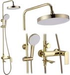 Rea Veneta Gold Duschsystem Duschset Duscharmatur mit Duschkopf und Kopfbrause...
