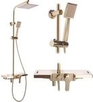 Rea Duschsystem Bravo Gold Duschset Duscharmatur mit Duschkopf und Kopfbrause...