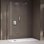 doporro Duschwand Walk-In Dusche Duschtrennwand 100x140cm mit rechteckigem