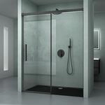 Mai & Mai Duscht&uuml;r Nischent&uuml;r dusche Duschabtrennung Duschkabine 140x195cm Schwarz