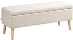 HOMCOM Sitzbank mit Stauraum Polsterbank mit Leinenoptik, Sitztruhe mit...