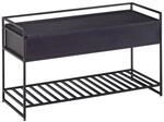 FineBuy Sitzbank mit Stauraum 90 cm Mango Massivholz Schwarz - Garderobenbank...