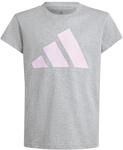 Adidas M&auml;dchen Essentials Cotton T-Shirt, medium Grey Heather/Clear pink, 11-12