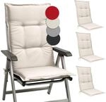 Beautissu 4er Set Hochlehner Auflagen Set Base HL 120x50x6cm Sitzkissen...