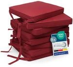 Beautissu Loft SK Stuhlkissen 45x40 cm Rot - 8er Set Stuhlpolster mit B&auml;ndern