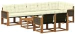 vidaXL Outdoor-Sofagarnitur mit Kissen 9 pcs Natur und Creme, Gartenlounge,...