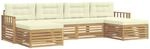 vidaXL Sofagarnituren 6 pcs Wei&szlig; und Creme Massivholz Akazie, Akazienholz...