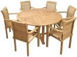 Endorphin Gartenm&ouml;bel Set Holz - 7-teilig - unbehandeltes Teakholz - 1 Tisch +...
