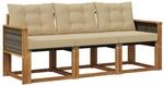 vidaXL Outdoor-Sofagarnitur mit Kissen 3 pcs Natur und Beige, Gartenm&ouml;bel,