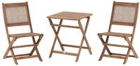 Beliani Balkonset 3-teilig Akazienholz Hellbraun klappbar Wiener-Geflecht modern