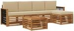 vidaXL Outdoor-Sofagarnitur mit Kissen 6 pcs Natur und Beige, Gartenm&ouml;bel,...