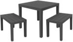 Spetebo Garten Sitzgruppe mit Tisch Holz Optik anthrazit, 3-teilig