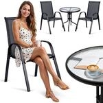 Sofotel Gartenm&ouml;bel Set 3 St&uuml;ck Gartentisch 2 Gartenst&uuml;hle Metall Schwarz
