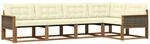 vidaXL Outdoor-Sofagarnitur mit Kissen 5 pcs Natur und Creme, Moderne...