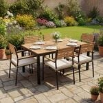 Juskys&reg; Akazienholz Gartengarnitur Rhodos - Tisch, 6 St&uuml;hle & Auflagen - Holz