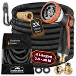 GARDEBRUK&reg; Flexibler Gartenschlauch 30m 3fach Latexkern Vollmessing Adapter...