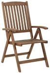 Beliani Gartenstuhl Akazienholz Dunkelbraun verstellbar klappbar mit Armlehnen
