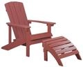 Beliani Moderner Muskoka Gartenstuhl Kunstholz Rot mit Hocker Armlehnen...