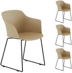 IDIMEX Gartenstuhl FORO im 4er Set, Beige - Outdoor Schalenstuhl aus Polypropylen,