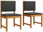 vidaXL Gartenstuhl mit Kissen 2 pcs Braun Massivholz Akazie, Moderner...