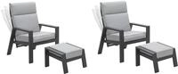 Garden Impressions 2 x Luxus Relaxsessel mit Hocker Max, Verstellbarer