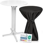 Beautissu Wei&szlig;er Stehtisch klappbar 80 cm mit Premium Stehtischhusse Schwarz &