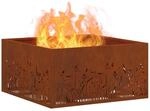 vidaXL Feuerstelle Braun 60 x 60 x 30 cm Wetterfeststahl, Moderner Feuerplatz...