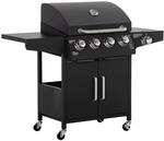 Outsunny Gasgrill BBQ mit 3 Brennern je 3 kw mobiler Grillwagen mit 4 R&auml;dern