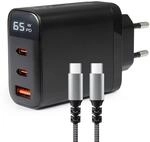 65W USB C 3 Port Ladeger&auml;t, USB Schnellladeger&auml;t mit Ladekabel 1m USB C,...
