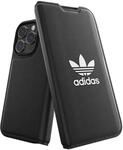 adidas Kompatibel mit iPhone 14 Pro H&uuml;lle, Schwarz Trefoil Booklet Design,