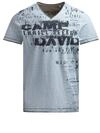 Camp David Herren T-Shirt mit V-Neck im Vintage Look Silver Blue, S