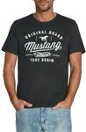 MUSTANG Tshirt Herren Regular Fit Rundhals Kurzarm Sommer Tee Shirt Logoprint