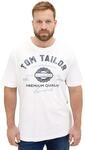 TOM TAILOR Herren Plussize T-Shirt mit Logo-Print aus Baumwolle, White, 5XL