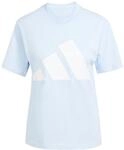 adidas Damen Essentials Big Logo Cotton Shirt, Glow Blue/White, L