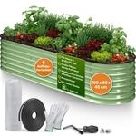 TTL GARDEN 200x60x45cm Metall Hochbeet Fusion 6-in-1 Salbei Gr&uuml;n - Stahl...