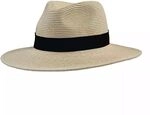P.A.C. PAC Ecuador Panama Straw Hat Dark BEIGE - TOTAL Black - S/M