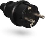 HEITECH Gummi Schutzkontakt Stecker mit Knickschutz - Schutzkontaktstecker schwarz,