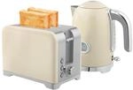 HOMCOM Wasserkocher Toaster Set, 2200 W, 1,7 L Edelstahl Wasserkocher 2 Scheiben