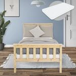 ML-Design Holzbett 90x200 cm Natur mit Matratze H:10cm, Kiefernholz, Massivholz