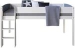 Homestyle4u Kinderbett Hochbett 90x200 Kinder Wei&szlig; Grau Kinderhochbett mit...