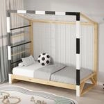 ML-Design Kinderbett Fu&szlig;balltor 80x160 cm, Holzbett mit Lattenrost,...