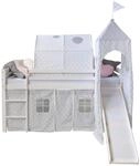 Homestyle4u Kinderbett Hochbett Wei&szlig; 90x200 mit Rutsche Treppe Tunnel Turm...