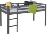 Homestyle4u Kinderbett 90x200 Grau Hochbett mit Treppe Matratze Lattenrost f&uuml;r