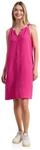 Street One Damen Knielanges Kleid mit Split Neck aus Leinen