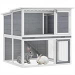 PawHut Hasenstall 2 Etagen Kaninchenstall aus Holz 98x95x102,5 cm...