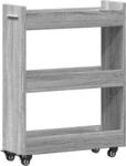 vidaXL Schrank mit Rollen Grau Sonoma 60x22x79 cm Holzwerkstoff