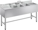 VEVOR Sp&uuml;lbecken mit 3 Becken & 2 Abtropffl&auml;chen & Spritzschutz, K&uuml;chensp&uuml;le