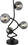 LED Tischlampe Rauchglas Wohnzimmerlampe Tischleuchte schwarz Nachttischlampe 4