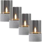 Marrakesch 4er Set LED Kerzen Stumpenkerzen in Zement Grau 11cm und 15,5cm hoch 
