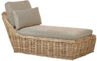 Gartenliege aus Rattan nat&uuml;rlich mit Auflage beige mit Kissen Belsito